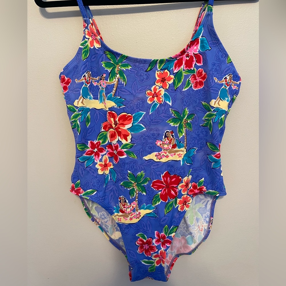 Islander Vintage Hawaiian Print One Piece Bathing Suit - Picture 3 of 6